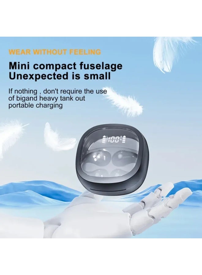 Clip-On Open Ear Wireless Earbuds - Bluetooth 5.3 TWS Headphones with Digital Display Case - Painless Wear Bone Conduction Concept - 24H Playtime & Low Latency for Gaming - IPX5 Waterproof Sports Earphones - Image 3